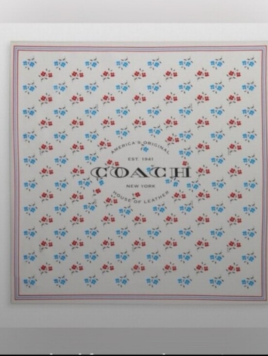 Coach Accessories - Coach White Floral Scarf with Red and Blue Accents